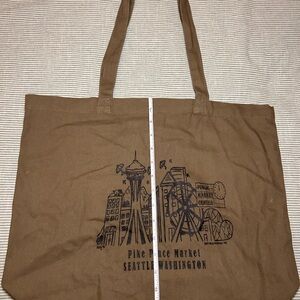 Pike Place Market Seattle Washington Olive Geeen Canvas Tote Bag